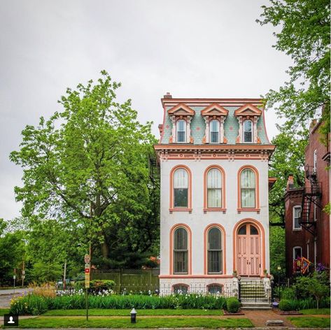 Town Home Exterior, Colorful Townhouses, Brownstone Exterior, Townhouse Exterior, Hotel Exterior, Building Illustration, Eclectic House, House Illustration, Native Garden