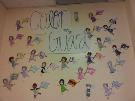 This year, we, the officers of our colorguard made this wall in our guard room :D Colorguard Drawings, Color Guard Team Bonding, Colorguard Aesthetic, Guard Aesthetic, Guard Room, Colour Guard, Dance Memes, Team Bonding, Winter Guard