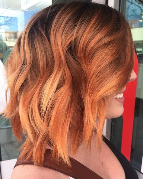 Ginger Peach Hair, Dark To Light Hair, Hair Color For Tan Skin, Hair Chop, Spring Haircuts, Ginger Peach, Peach Hair, Spring Hair Color, Colour Ideas