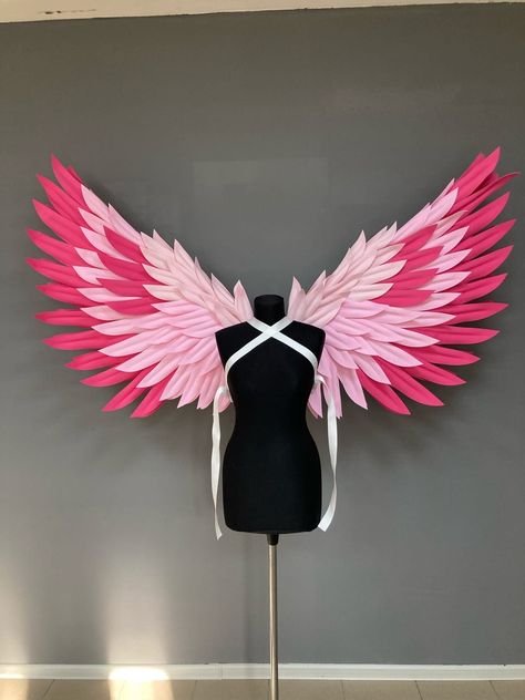 Diy Angel Wings, Angel Wings Costume, Cosplay Wings, Pink Wings, Diy Wings, Paper Wings, Easy Paper Flowers, Carnival Festival, Paper Flower Decor