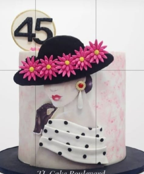 Lady Cake Ideas, Elegant Birthday Cakes For Ladies, Ladies Birthday Cakes, Unique Birthday Cakes, Girly Cakes, Hat Cake, Elegant Birthday Cakes, Birthday Cake Topper Printable, Chocolate Cake Decoration