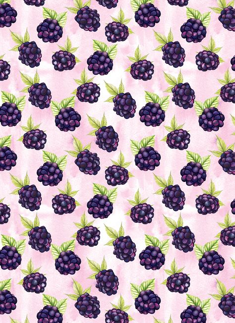 Berry Good For You on Behance Blackberry Art, Surface Design Fabric, Watercolor Pattern Design, Watercolor Food Illustration, Iphone Wallpaper Vsco, Wallpaper Project, Watercolor Food, Fruit Wallpaper, Summer Illustration