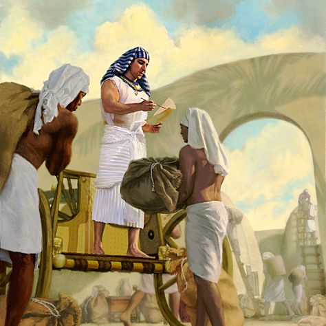 Joseph performs administrative duties for Pharaoh in Egypt Bible Pic, Joseph In Egypt, Psalm 133, Sons Of Jacob, Biblical Artwork, Meaningful Pictures, Bible Images, Bible Illustrations, Bible Characters