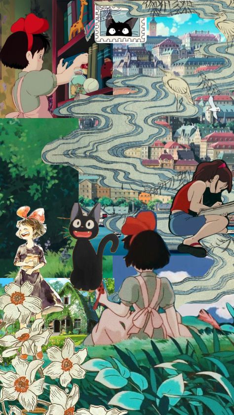 #kikisdeliveryservice #vibes #wallpaper #art #summer Ghibli Summer, Summer Shuffles, Ghibli Background, Studio Ghibli Background, Vibes Wallpaper, Kiki's Delivery Service, Art Summer, Wallpaper Art, Miyazaki