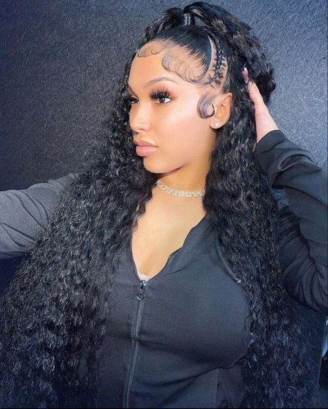 Bts Hairstyle, Sleek Braided Ponytail, Deep Wave Hair, Frontal Wig Hairstyles, Big Box Braids Hairstyles, Birthday Hairstyles, Black Ponytail Hairstyles, Invisible Lace, Closure Wigs