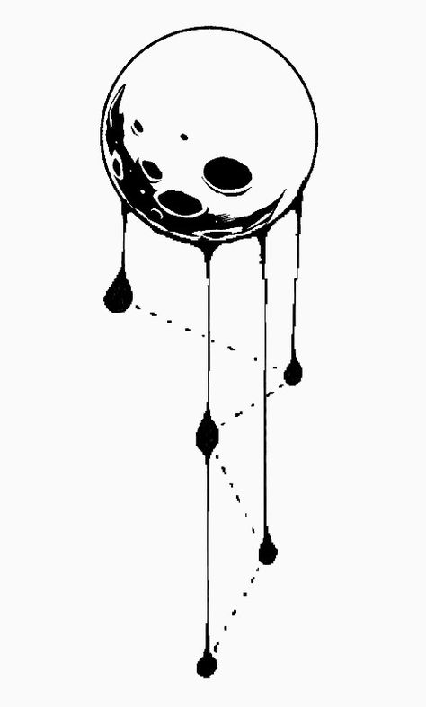 Cassiopeia dripping from the Moon Tattoo Dripping Moon Tattoo, Drip Tattoo Design, Dark Moon Tattoo Design, Book Notations, Luna Tattoo Design, Cassiopeia Tattoo, Dripping Tattoo, Moon Drawing Simple, Drip Tattoo