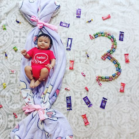 Baby Boy 3 Months Photoshoot Ideas, Chocolate Theme Baby Photoshoot, Baby Photoshoot Ideas 1 Month, 3 Month Birthday, 3 Month Baby Photoshoot, Sanskrit Baby Boy Names, Hayat Pics, Monthly Photoshoot, 7 Month Baby