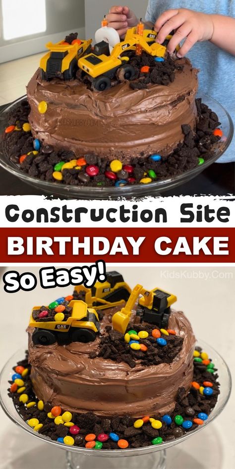 Diy Construction Cake, Easy Homemade Birthday Cake, Fancy Bakery, Tractor Birthday Cakes, Construction Birthday Cake, Tractor Cake, Construction Cake, Diy Construction, Dirt Cake