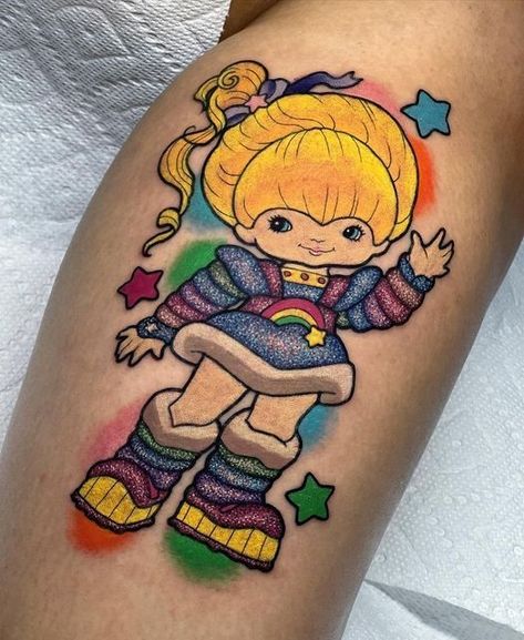 Girlie Tattoos, Kawaii Tattoos, 90s Tattoos, Culture Tattoos, Candy Drawing, Unique Tattoos For Women, Bright Tattoos, Rainbow Tattoos, Kawaii Tattoo