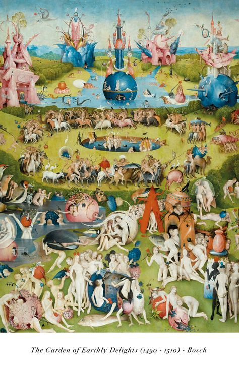 The Garden of Earthly Delights - Hieronymus Bosch Art Print by I Am Wearing Art - X-Small Hieronymus Bosch Paintings, Hieronymous Bosch, Bosch Art, The Garden Of Earthly Delights, Earthly Delights, Garden Of Earthly Delights, Bizarre Art, Hieronymus Bosch, Found Art