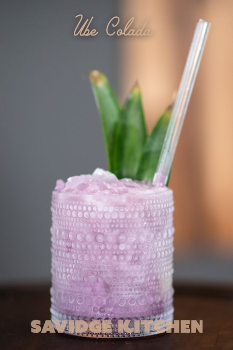 UBE COLADA: 1.5 oz Coconut Cream 2oz Spiced Rum (I used 896 - A Barbados Dark Rum) 1.5oz Pineapple Juice 0.5oz Lime Juice (Fresh of course!) 0.5oz - 0.75oz of Ube Syrup Add all ingredients to a shaker with ice and shake for 20 to 30 seconds. Pour over pebble ice and garnish with a few pineapple fronds. Ube Cocktail Recipe, Coconut Alcoholic Drinks, Tequila Drinks Recipes, Spring Drinks, Pebble Ice, Spring Drink, Purple Cocktails, Cocktail Syrups, Tequila Drinks