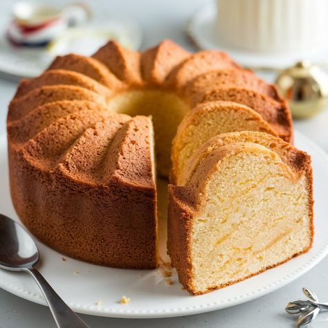 Sour Cream Pound Cake Recipe - 5 Ingredient - FunSweetRecipes Cake Mix Pound Cake, Dundee Cake Recipe, Apple Sour Cream Cake, Sour Cream Pound Cake Recipe, Cream Pound Cake Recipe, Orange Pound Cake Recipe, Mini Bundt Cakes Recipes, Make Sour Cream, Sour Cream Pound Cake