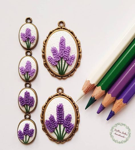 Finally I finished my polymer clay lavender jewellery sets. 😊 💜 #fimoclay #fimocreations #fimo #handmade #polymerclay #lavender #purple… Polymer Clay Lavender Flower, Polymer Clay Lavender, Clay Lavender, Lavender Jewellery, Pendant Earring, Earrings Diy, Miniatures Tutorials, Jewellery Sets, Fimo Clay