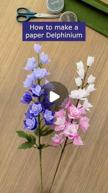 2,147 likes, 17 comments - cynthia.meiring.studio on September 24, 2024: "A Delphinium! 🌸Such a beautiful flower, so I had to make one myself 😊. Check my website for a list of materials, the templates and the tutorial (including an explanation on how to color the crepe paper for this flower). #paperflowers #papierenbloemen #diytutorial #diyideas #hobbyideas #diy #delphinium #paperart #cynthiameiringstudio #artprocess". Paper Delphinium Diy, Crepe Paper Delphinium, Delphiniums Flower, Crepe Paper Flowers Tutorial, Crepe Paper Flowers Diy, Flower Origami, Delphinium Flowers, Paper Birds, How To Make Paper Flowers