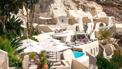 Best Hotels In Santorini, Costco Travel, Santorini Hotels, Luxury Collection Hotels, Greece Vacation, Hot Tub Outdoor, Luxury Accommodation, Santorini Greece, Luxury Collection