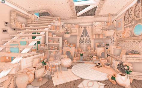 Bloxburg Cluttered House, Cluttered Bloxburg House, Bloxburg Clutter Ideas, Empty Space Ideas Bloxburg, Bloxblug House, Bloxburg Empty Space Ideas, Empty Space Ideas, Cottagecore Bloxburg, Preppy Bloxburg