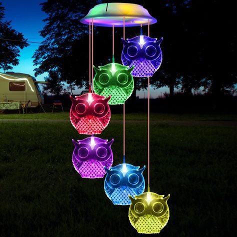 PRICES MAY VARY. 【High Quality&Longer Lighting】Our solar wind chimes outdoor waterproof is made of high quality ABS material, which is more durable and colorfast than cheap LED wind chimes. High quality solar panel and built-in 600mAh higher capacity battery, which means our solar outdoor light can collect and store more solar energy, it can continuously illuminate for 8-14 hours after charging for 4-6 hours in the sun, which greatly meets your needs for the night lighting time of wind chimes. 【 Wind Chimes Homemade, Solar Wind Chimes, Memorial Wind Chimes, Art And Craft Videos, Solar Wind, Yard Design, Color Changing Led, Lawn Decor, Outdoor Solar Lights