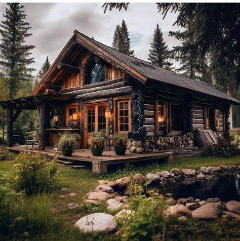 Cottage Tiny House, Hut House, Little Cabin In The Woods, Mountain Cabins, Farmhouse Exterior Design, Cabin Retreat, Log Cabin Rustic, Small Log Cabin, Little Cabin