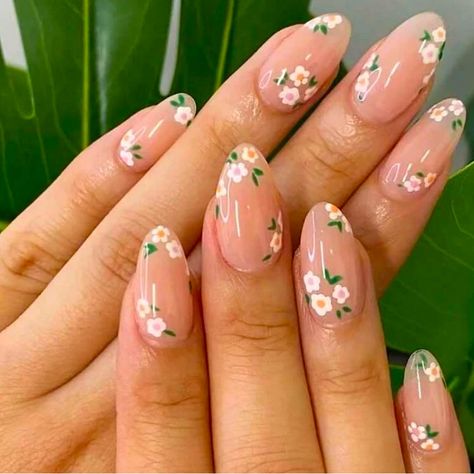 Floral Press On Nails For Sale! This Set Is So Awesome! It Features 24 Nails In The Pack With Adhesive Stickers That You Can Attach To Each Press On Nail, And Put On Your Natural Nail. It Comes With A Nail File As Well! These Are New, Have Never Been Worn, And Are From My Boutique! You Can Do Two Separate Manicures, With This Set. I Usually Purchase These Nails, And I Will Use Nail Glue To Make Them Last Longer. But These Adhesive Nail Stickers Also Work Great! Such A Great Set To Add To Your Closet! Milky Nails, Manikur Kuku, Cute Simple Nails, Spring Nail Trends, Spring Acrylic Nails, Colorful Nails, Her Nails, Cute Summer Nails, Short Acrylic Nails Designs