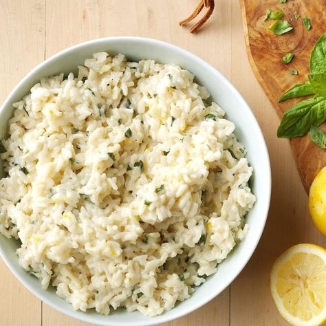 Creamy Lemon Rice, Rice Cream Recipe, Lemon Rice Recipe, Lemon Risotto, Healthy Rice Recipes, Easy Skillet Meals, Healthy Rice, Rice Side, Creamy Rice