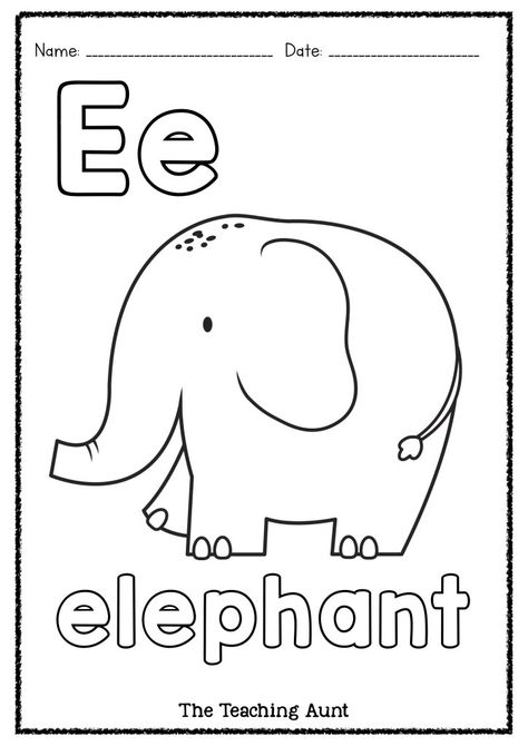 Letter Ee Worksheets Free Printable, Elephant Worksheets Preschool, Elephant Worksheet, E For Elephant, Preschool Freebies, E Is For Elephant, Letters Preschool, Letter Learning Activities, Letter A Coloring Pages