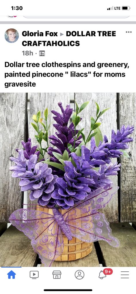 Lavender Pinecone, How To Paint Pinecones Flower, Pine Cone Lilacs Diy, Painted Pinecones Flowers Diy, Pinecone Lilacs Diy, Pinecone Lilacs, Pinecone Flower Ornament, Painted Pinecones, Diy Pinecone