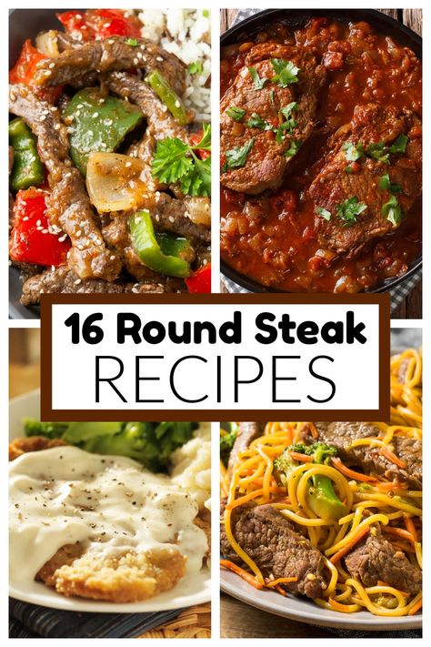 Steak Round Dinner Ideas, Tenderized Top Round Steak Recipes, Top Round Steak Dinner Ideas, Recipes With Round Steak Meals, Uses For Round Steak, Steak Round Eye Recipes, Meals With Round Steak, Ways To Cook Round Steak, Round Of Eye Steak Recipes