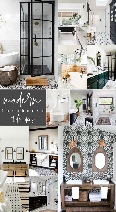 20 Modern Farmhouse Bathroom Tile Ideas. Clean and welcoming bathroom ideas using tile for modern farmhouse or cottage style! Cottage Bathroom Tile, Modern Farmhouse Bathroom Tile, Cottage Kitchen Tiles, Cottage Laundry Room, Herringbone Tile Floors, Farmhouse Bathroom Design, Modern Bathroom Tile, Living Room Tiles, Gorgeous Tile