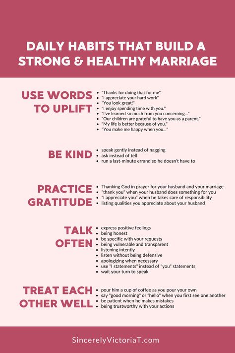 Whether you have been married for one year or for one hundred years, couples should never stop doing the daily work it takes to build a healthy marriage. Here are 5 Everyday Habits That Build a Healthy Marriage. Couple Advice, Marriage Therapy, Communication Relationship, Relationship Lessons, Marriage Help, Healthy Relationship Tips, Saving Your Marriage, Strong And Healthy, Healthy Marriage