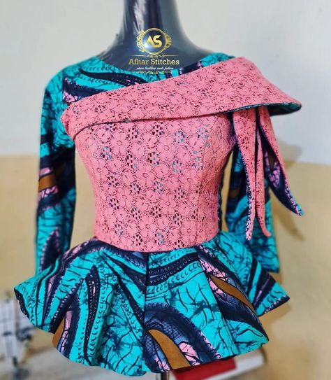 Damask Top Styles Nigeria, Damask Top Styles, Ankara Tops Blouses, Ankara Skirt And Blouse Styles, Birthday Gown, Nigerian Outfits, Ankara Dress Designs, African Blouses, Ankara Tops