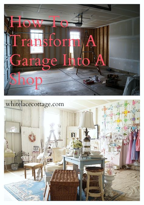 Garage Craft Room Conversion, Garage To Craft Room Conversion, Garage Boutique Ideas, Garage Craft Space, Garage Boutique, Car Room Decor, Car Room, Garage Renovation, Garage Studio