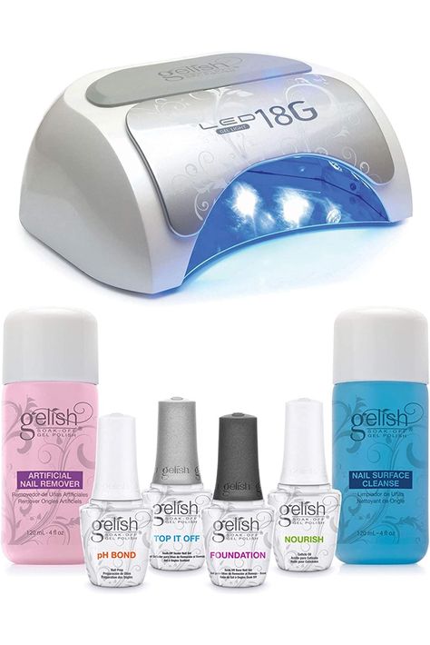 Gelish Gel Polish Kit Bundle with 18G LED Professional Gel Polish 36-Watt Curing Light Lamp and Full Size Basix Gel Nail Polish Prep Kit Gel Manicure At Home, G Nails, Uv Nail Lamp, Gel Remover, Gel Lamp, Gelish Nails, Nail Remover, Nail Polish Kits, Gel Nail Polish Set