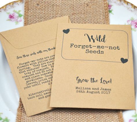 Forget Me Not Wedding, Rustic Blue Wedding, Seed Packet Wedding Favors, Christmas Favours, Plantable Wedding Favors, Wildflower Favors, Forget Me Not Seeds, Xmas Wedding, Tea Wedding Favors