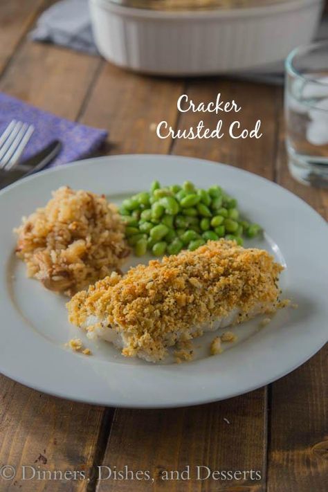 Cracker Crusted Cod - mild white fish baked with a coating of buttery Ritz crackers. Great on other white fish or even chicken! Cod Dinners, Seafood Cuisine, Crusted Cod, Ritz Cracker Recipes, Fish Meals, Cod Fish Recipes, Cod Recipe, Ritz Cracker, Fish Head