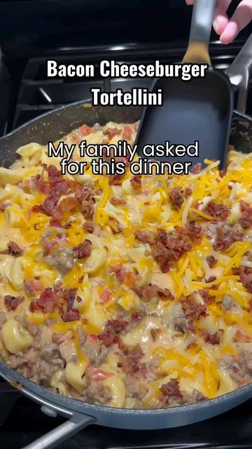 Leftover Bacon, The Grease, Cheese Burger, Cheese Tortellini, Bacon Cheeseburger, Diced Tomatoes, Rice Casserole, Whipping Cream, Bacon Cheese