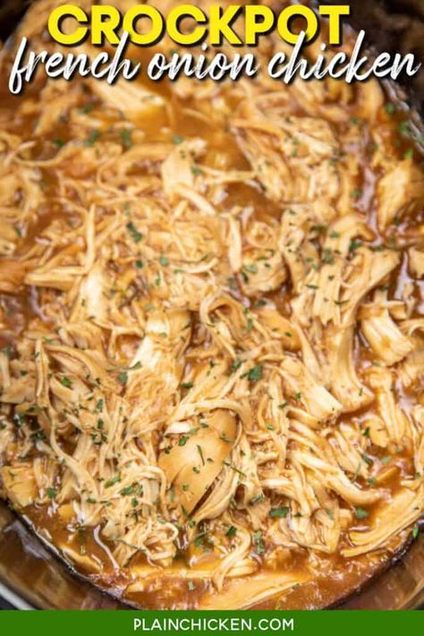 Onion Chicken Crockpot, French Onion Chicken Crockpot, Crockpot French Onion Chicken, Good Green Bean Recipe, Onion Soup Mix Recipe, Magic Chicken, Lipton Onion Soup Mix, French Onion Chicken, Soup Chicken