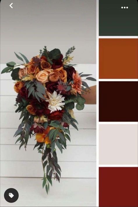 Holiday Vibes 365 added a new photo. Olive And Burgundy Wedding, Olive Green And Burgundy Wedding, Dark Fall Wedding Colors, Rustic Fall Wedding Colors, Green And Burgundy Wedding, Orange Wedding Colors, Fall Wedding Color Schemes, Rusting Wedding, Burnt Orange Weddings