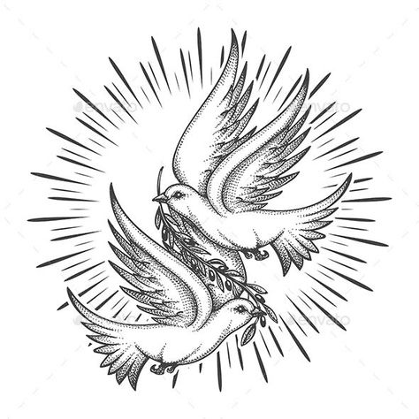 Peace Dove Tattoos, Doves Tattoo, Doves Flying, Pigeon Tattoo, Concept Tattoo, Tato Salib, Olive Branch Tattoo, Two Doves, Dove Tattoo Design