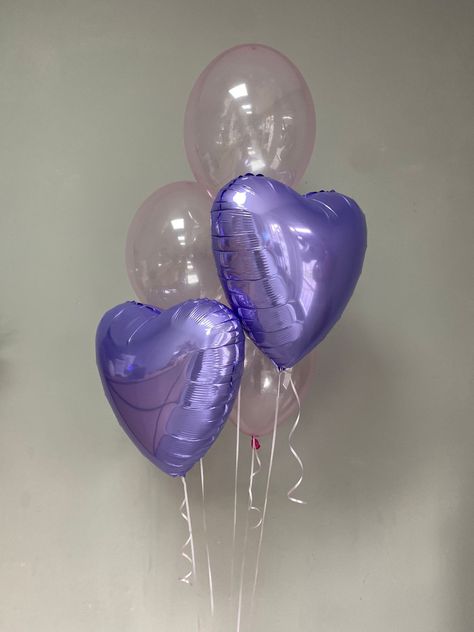 Purple Balloon Aesthetic, Aesthetic Balloons, Beautiful Balloons, Purple Balloons, Purple Hearts, Heart Balloons, Mini Heart, Purple Heart, Bachelorette Party