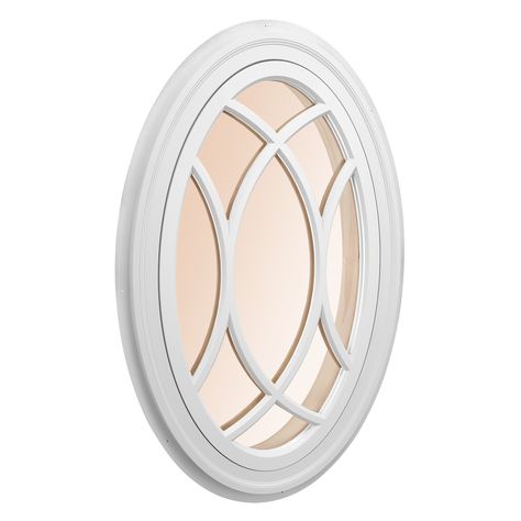 AWSCO Oval Replacement Window (Rough Opening: 21.75-in x 34-in; Actual: 23.75-in x 36-in) Accent Window, Oval Windows, Window Grids, Trey Ceiling, Exterior Window, Oval Window, Brick Molding, White Window, White Exterior