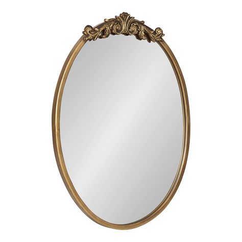 PRICES MAY VARY. BEAUTIFUL DESIGN: This beautiful Arendahl mirror features a sophisticated resin crown that is inspired by baroque design, giving it a sophisticated and elegant appearance with an antique gold finish QUALITY MATERIAL: This bold and beautiful mirror's frame has an iron metal frame for a resilient yet elegant accent piece. Due to its hand-finished craftsmanship, each piece may vary in appearance LARGE SIZE: The internal surface area of the reflective glass is 17 inches wide by 21.2 Victorian Ideas, Provincial Decor, French Provincial Decor, Bohemian Mirror, Ornate Mirror, Baroque Design, Mirror Gold, Oval Wall Mirror, Beautiful Mirrors