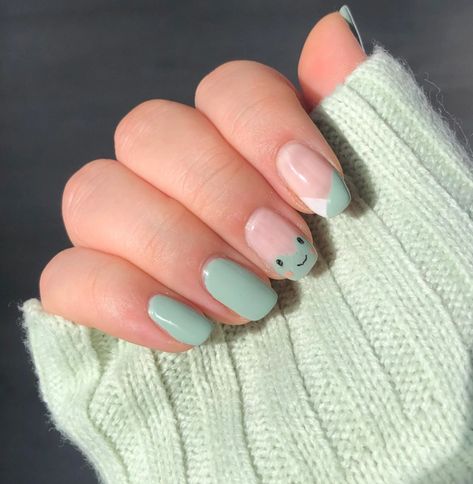 Cute Frog Nails, Frog Nails, Gel Polish Nail Designs, Ten Nails, Natural Nail Designs, Plain Nails, Cute Simple Nails, Basic Nails, Cute Frog