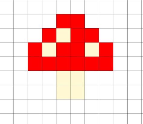 Pixel Art Grid Simple, Perler Beads Cute Ideas, Minecraft Mushroom Pixel Art, Mini Perler Bead Patterns Cute, Pixel Art Simples, Pixel Art Animals, Easy Perler Beads Ideas, Easy Pixel Art, Pixel Drawing