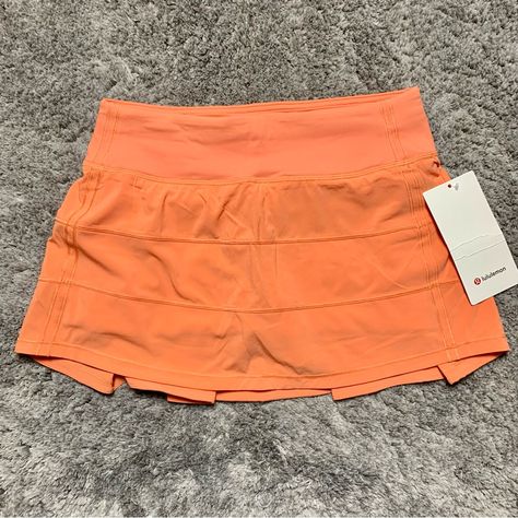 Nwt Lululemon Pace Rival Skirt *Golden Apricot Womens Size 4 Color Is Golden Apricot Length Is 13" (Regular) In Perfect Condition Super Rare & Htf Color (Having Trouble Letting Go Of My Pace Rival Collection So Priced Accordingly) Reasonable Offers Are Welcome!! #Skirt #Skort #Pleated #Tennisskirt #Miniskirt Lululemon Wishlist, Lululemon Tennis Skirt, Pace Rival Skirt, Light Grey Leggings, Lulu Outfits, Lulu Skirt, Light Blue Skirts, Hot Pink Skirt, Lululemon Pace Rival