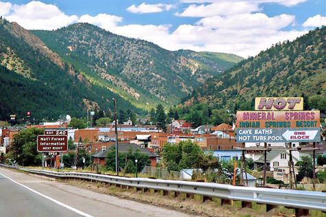 Located 30 miles west of Denver, Idaho Springs is a historic Colorado town that was founded in 1859 during the big Pike's Peak Gold Rush and is known for not only its colorful downtown area, but also for... Idaho Springs Colorado, Pikes Peak Colorado, Colorado Towns, Idaho Springs, Road Trip To Colorado, Winter Hike, Colorado Vacation, Scenic Roads, Gold Mine