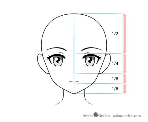 Pout Drawing, How To Draw Anime Face, Face Front View, Anime Outline, Angel Drawing Easy, Pouting Face, American Flag Drawing, Sketching Practice, Drawing Proportions