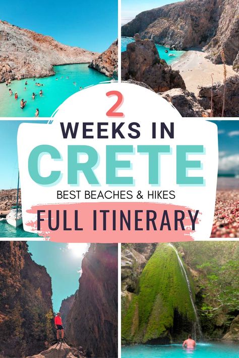 Spending 2 weeks in Crete? Steal this Crete Itinerary to see the best waterfalls, gorges and beaches in Crete. | what to do in crete | what to see in crete | best places to visit in crete | what to visit in crete | crete travel guide | travel to crete greece | crete greece itinerary | crete attractions | greece vacation | crete without car | best crete beaches | best things to do in crete | crete best places | crete travel itinerary | waterfalls in crete | hiking in crete | best hikes in crete Bali Crete, Crete Itinerary, Crete Map, Crete Beaches, Crete Travel, Top Europe Destinations, Greek Islands Vacation, Greek Islands To Visit, Crete Holiday