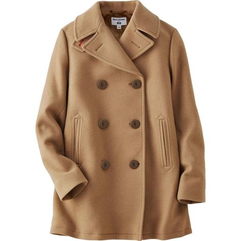 UNIQLO Women's Idlf Pea Coat ($150) ❤ liked on Polyvore featuring outerwear, coats, jackets, coats & jackets, tops, beige, beige pea coat, pea coats, brown coat and brown peacoat Camel Peacoat, Brown Peacoat, Winter Coat Outfits, 2016 Fall, Pea Coats Women, Beige Coat, Uniqlo Women, Design Board, Collared Coat