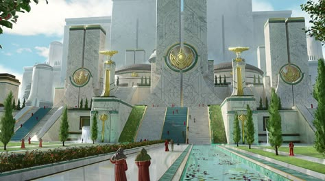 ArtStation - Temple of Alodria Sci Fi Temple Concept Art, Fantasy Temple Concept Art, Sci Fi Castle, Scifi Temple, Sith Temple, Temple Concept Art, Modern Temple, Sci Fi City, Temple Architecture