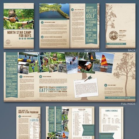 Travel Brochure Design Creative, Travel Pamphlet, Travel Leaflet, Tourism Brochure Design, Camp Brochure, Travel Brochure Design, Itinerary Design, Brochure Design Layouts, Newsletter Layout